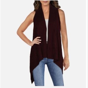 Lauren Ralph Lauren Maroon Sleeveless Open Front Cardigan Sweater size L/XL